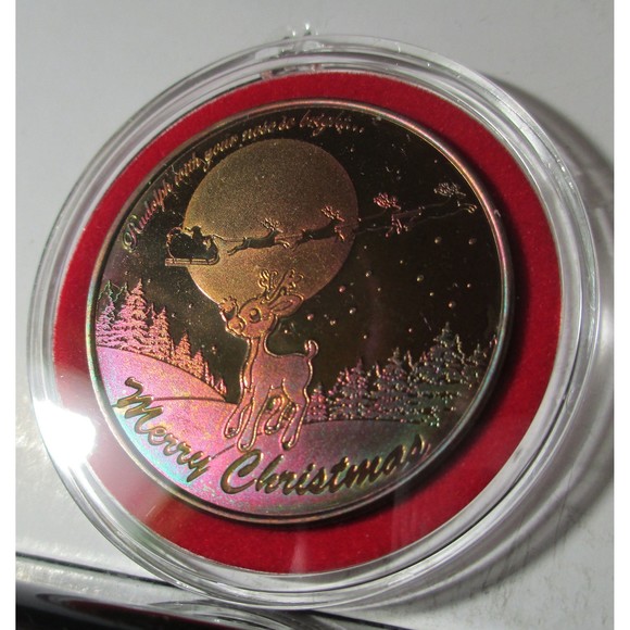 Rudolph the Red-Nosed Reindeer Copper Medallion - Picture 2 of 4